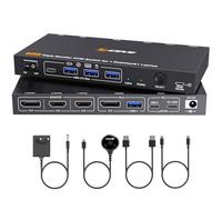 YOUTINGHDAV Triple Monitor KVM Switch pour 1 Laptop 1 Desktop, USB 3.1 KVM Switch 2 PC 3 Moniteur USB C HDMI DP Partage 4 USB Port, 100W PD, 4K@60Hz, MST, Wired Remote(4K USBC DP HD 2 in 3 out KVM)