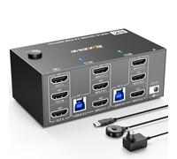 YOUTINGHDAV USB 3.0 KVM Switch 2 PC 3 moniteurs HDMI 8K@60Hz 4K@144Hz, Switch KVM Triple Moniteur HDMI 2.1 Partager 4 ports USB 3.0 Souris, Clavier, Wired Remote(8K HD 3 in 3 out KVM)