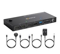 YOUTINGHDAV USB C KVM Switch 2 Moniteurs for 2 Laptops, MST, 100W PD | USB 3.1, 10Gbps, 4K@60Hz, KVM Switch 2 PC 2 Moniteur USB-C DP HDMI Partageant Clavier Souris,Wired Remote(4K USBC 2 in 2 out)