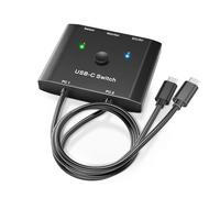 YOUTINGHDAV USB C Switch 2 in 1 out, KVM Switch USB-C for 2 Laptops 1 Monitor, 4K@120Hz, 10Gbps, 100W PD, USB3.1 Gen 2, Wired Remote(4K USBC 2 in 1 out KVM)