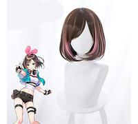 Youtuber Kizuna AI Cosplay perruque femmes court Bob brun et rose perruque de cheveux synthétiques pour Halloween Costume de fête + casquette de perruque gratuite