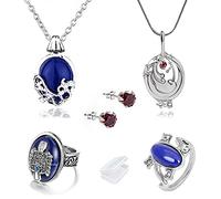 YouU 5 pièces Vampire Diaries Elena Collier Verveine de médaillon et Katherine collier pendentif charmant Daylight Walking Signet Damon's Bague Sapphire Cristal Daylight Bague Boucles d'oreilles