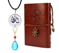 YouU Anime Arcane Bleu Rose Pendentif Rotatif Bijoux Jayce Runes Collier Personnage Cuir Livre Journal Sac Carnet de notes 3 pièces, 1, Verre, Pas de gemme