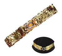 YouU Ceinture Élastique Femmes - Boucle Style Paillettes, Mode Personnalité Métallique pour Robe, or, 50