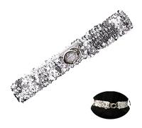 YouU Ceinture élastique pour femme - Avec boucle - Style à paillettes - Ceinture tendance - Pour femme, argenté, 50