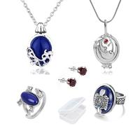 YouU Collier Vampire Diaries de Katherine Pierce et collier d'Elena Gilbert et boucles d'oreilles et armoiries de la famille Bague secret d'Esther avec boîte de rangement, Métal, Diamant, Métal,