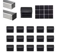 YouU Lot de 40 capuchons antidérapants autocollants en plastique pour tube carré, 25 x 25 mm, noir