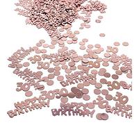 YouU Or Rose 18/30 Ans Anniversaire Décorations pour Filles, Or Rose Joyeux Anniversaire Happy Birthday Table confettis 35g /700 pièces (Or Rose/30 Ans)
