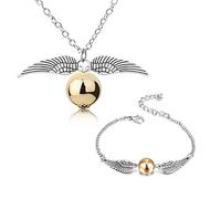 YouU Vif D'or Snitch Or Bracelet et Collier pour Fans Collection De Cadeaux ou Décorations Magique Cosplay Costume Bijoux Cadeau Hommes avec Boîte de Rangement