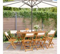 Youuihom 8X Chaise de Jardin Pliante Bois Acacia Blanc crème 41x52,5x80 cm Design épuré Robuste Pliable et Facile à Transporter pour terrasse Balcon et Camping