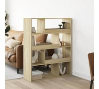 Youuihom Bibliothèque en chêne Sonoma en bois 100 x 33 x 125,5 cm avec 8 compartiments étroits et hauts Design classique comme séparateur de pièce pour salon cuisine
