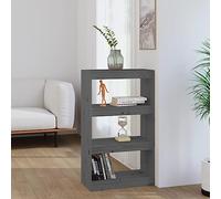 Youuihom Bibliothèque en pin massif - Gris - Étagère étroite - 60 x 30 x 103,5 cm - Séparateur de pièce avec 3 compartiments pour salon et couloir