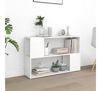 Youuihom Bibliothèque étroite en bois blanc 100 x 24 x 63 cm Design élégant avec 2 étagères ouvertes pour rangement du salon