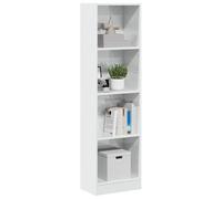 Youuihom Bibliothèque moderne, étroite, haute, blanche, 40 x 24 x 143 cm, en bois robuste, avec 4 compartiments ouverts, pour un rangement polyvalent dans le salon, la chambre à coucher