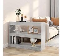 Youuihom Bibliothèque, séparateur de pièce, gris béton, 100 x 30 x 72 cm, étroite, en bois avec design classique pour un espace de rangement supplémentaire dans le salon, le couloir
