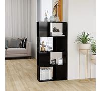Youuihom Bibliothèque séparateur de pièce noire brillante 60 x 24 x 124,5 cm Étagère étroite avec 4 compartiments pour le rangement et la décoration du salon
