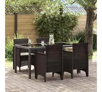 Youuihom Chaise de Jardin extérieur 4 pcs Marron 53x49x85 cm PP rotin Look Robustes UV résistantes empilables légères Fauteuil terrasse Balcon Camping