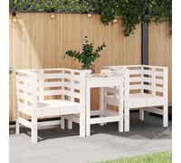 Youuihom Chaise de Jardin extérieur en pin Massif Lot de 2 Blanc 61,5x53x71 cm Accoudoirs Dossier Hauteur 35 cm Design latté Robuste pour terrasse Balcon Patio Camping