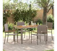 Youuihom Chaises de Jardin empilables 4 pcs Gris et Marron Acacia PE Rattan Structure Acier 54 x 56 x 90 cm Robustes et Modernes pour terrasse Balcon Camping