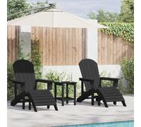 Youuihom Ensemble 2 chaises Adirondack Noir 74 x 82 x 90 cm en Plastique Robuste Design Lounge Repose-Pieds intégré 220 kg pour Jardin terrasse Balcon