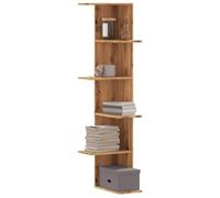 Youuihom Étagère d'angle murale en chêne artisanal, 36,5 x 36,5 x 140 cm, avec capacité de charge de 60 kg, décorative, peu encombrante pour salon, chambre à coucher