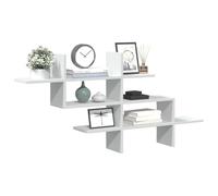 Youuihom Étagère murale, étroite, blanche, 124,5 x 60,5 x 18 cm, en matériau dérivé du bois, étagère flottante, avec espace de rangement, pour salon, cuisine, salle de bain