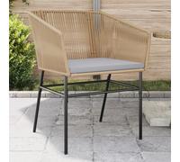 Youuihom Fauteuil de Jardin extérieur 2 pcs en résine tressée Marron 63 x 63 x 83 cm avec Coussin Gris Clair résistant aux UV pour terrasse Balcon Camping