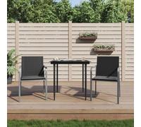 Youuihom Lot de 2 Chaises de Jardin en résine tressée Noir 56x59x84 cm avec Coussin Gris 100% Polyester, Fauteuil Exterieur Robuste accoudoirs G, Salon terrasse Balcon Camping