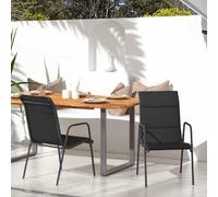 Youuihom Lot de 2 Chaises de Jardin Exterieur 51x66x88 cm Acier Poudré & Textilène Rembourré Noir Anthracite Confortable pour Terrasse Balcon Camping Plage