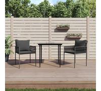 Youuihom Lot de 2 chaises de Jardin extérieur en rotin Poly Noir 54x61x83 cm avec Coussins Gris Fonce Robustes pour terrasse Balcon Camping Plage