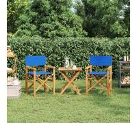 Youuihom Lot de 2 Chaises de Réalisateur Pliantes en Teck Massif 57 x 54,5 x 85 cm Accoudoirs Bleu Robuste Confortable pour Jardin Terrasse Balcon Camping
