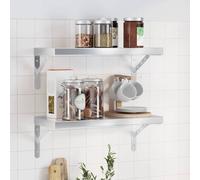 Youuihom Lot de 2 étagères murales en acier inoxydable - Argenté - 50 x 23,5 cm - Petite étagère flottante - Pour montage mural dans le salon, la chambre à coucher, la cuisine et le bureau - Robuste