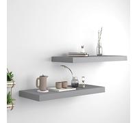 Youuihom Lot de 2 étagères murales flottantes - Gris - 60 x 23,5 x 3,8 cm - En métal MDF - Système de montage invisible - Pour décoration, livres, plantes, salon, salle de bain, cuisine