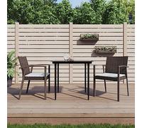 Youuihom Lot de 2 fauteuils de Jardin extérieur en résine tressée Marron 56,5x57x83 cm avec Coussin crème, Cadre Acier Robuste, Confort d’Assise pour terrasse Balcon Camping