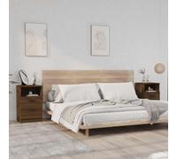Youuihom Lot de 2 tables de chevet aspect chêne marron - 40 x 36 x 65 cm - Design moderne avec 2 tiroirs et compartiment - Partie supérieure stable pour chambre à coucher et salon