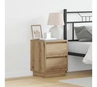 Youuihom Lot de 2 tables de chevet modernes en chêne avec éclairage LED - 39 x 34,5 x 50 cm - Tiroirs Soft Close - Espace de rangement pour chambre à coucher