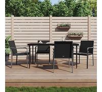 Youuihom Lot de 4 Chaises de Jardin Résine Tressée Noir 56 x 59 x 84 cm avec Coussins Gris, Résistantes aux Intempéries et Confortables, Fauteuil Relax Extérieur Terrasse Balcon