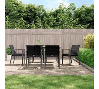 Youuihom Lot de 6 Chaises de Jardin Extérieur en Résine Tressée Noir 56,5x57x83 cm avec Coussin Gris, Fauteuil Camping Terrasse Balcon, 110 kg, Résistantes aux Intempéries pour Patio Terrasse Camping