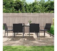 Youuihom Lot de 6 Chaises de Jardin Résine Tressée Noir 56x59x84 cm Cadre Acier Coussin Gris Assise 110 kg | Fauteuil de Jardin Extérieur Moderne pour Terrasse Balcon Camping
