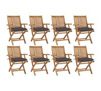 Youuihom Lot de 8 Chaises de Jardin en Teck Pliantes avec Coussins Anthracite 56x58x88 cm Chaise Terrasse Extérieur Bois Dur Résistant pour Balcon Patio Restaurant Camping Cuisine Salon Salle à Manger