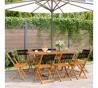Youuihom Lot de 8 chaises de Jardin Pliantes 41x52,5x80 cm en Bois d’Acacia huilé Noir Fauteuil de Jardin extérieur Robuste Pliable transat Camping Balcon terrasse