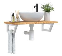 Youuihom Plateau de lavabo en chêne massif avec support en acier - 80 x 40 x 2,5 cm - Flottant - Moderne et peu encombrant - Pour salle de bain - Avec forme trapézoïdale et capacité de charge de 100