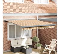 Youuihom Store enrouleur manuel 300 x 250 cm Store en polyester robuste avec cadre en aluminium revêtu par pulvérisation Motif à rayures colorées pour balcon, terrasse et jardin