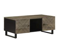 Youuihom Table basse noire 100 x 54 x 40 cm en bois massif mangue avec espace de rangement et aspect sanblasting - Table de salon stable