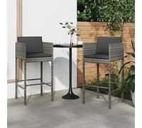Youuihom Tabouret de Bar Lot de 2 avec Coussins Gris résine tressée 50x48x100 cm Hauteur 76 cm siège 110 kg Structure Acier EP. Fauteuil Exterieur terrasse Balcon Cuisine
