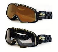 YOUUPOC Lunette Moto Cross,Lunettes Moto Lunettes de Moto rétro, café de Course, Vintage, Classique, ATV, universelles, Accessoires de Casque (Color : Gold-and-Clear)