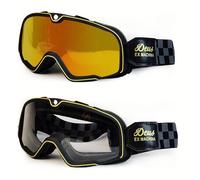 YOUUPOC Lunette Moto Cross,Lunettes Moto Lunettes de Moto rétro, café de Course, Vintage, Classique, ATV, universelles, Accessoires de Casque (Color : Red-and-Clear)