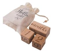 Youuys Blocs mensuels de bébé, Bois, Blocs d'âge marquants, avec des semaines, des Mois, des années, Une séance Photo de bébé, des Accessoires (Petite Taille, 4 cm)