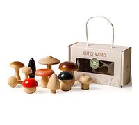 Youuys Lot de 11 jouets en bois en forme de champignon pour tout-petits - Jouets d'apprentissage avec tous les types de champignons - Blocs de formes différentes - Jouet éducatif précoce