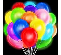 YOUWOSHE Lot de 40 ballons lumineux LED de 12 pouces, unis, couleurs mélangées, sans motif, avec lumières colorées, pour fête, anniversaire, mariage, festival, Noël, carnaval, décorations